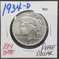 Key Date 1934-D 90% Silver Peace $1 Dollar