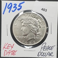 Key Date 1935 90% Silver Peace $1 Dollar