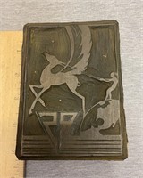 Old Hand Carved Wooden Stamp RS Pegasus