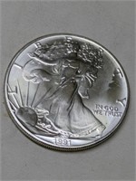 1991 UNC American Silver Eagle One Ounce