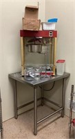 Popcorn Machine, Stainless Table & Supplies