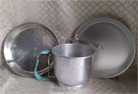 vintage pie pans and sifter