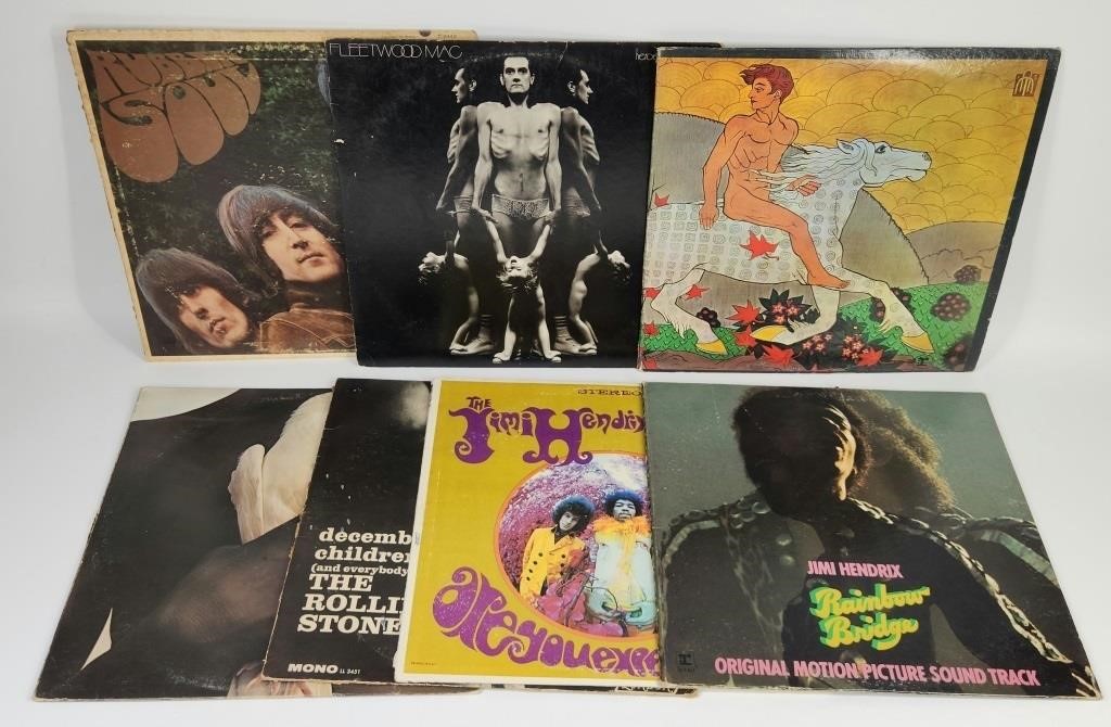 7) VINTAGE LP RECORD ALBUMS - BEATLES, HENDRIX +