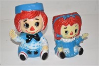 Vtg 1974 Ruebens Raggedy Ann Andy Plastic Planters