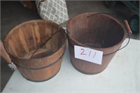 2 VINTAGE WOODEN PAILS, 10X11