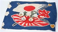 WWII JAPANESE PATRIOTIC BANNER & SAKI CUPS LOT WW2
