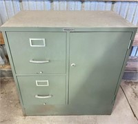 Metal File Cabinet, 2 drawer & cupboard w/shelf,