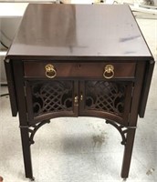 Drop Leaf Accent Table - Cut-Out Design on Casters