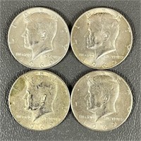 Four 1969 Kennedy Half Dollars (40% Silver)