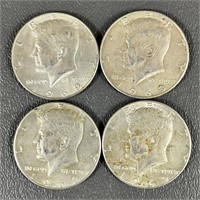 Four 1969 Kennedy Half Dollars (40% Silver)