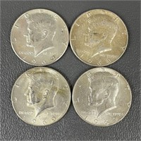 Four 1969 Kennedy Half Dollars (40% Silver)