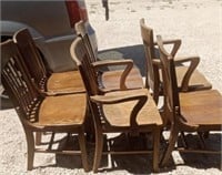 SIX OAK CHAIRS 2 HAVE ARMS