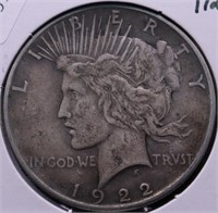 1922 PEACE DOLLAR VF