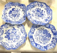 4 Blue Rose Plates