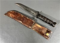 KA-BAR USMC Combat Knife w/Leather Sheath
