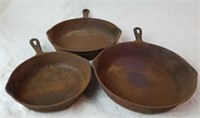 (3) Cast Iron Skillets Made In USA