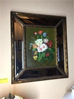 FLORAL PICTURE W/ MIRROR FRAME