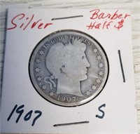1907-S BARBER HEAD HALF DOLLAR