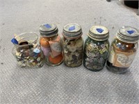 5 Jars Old Buttons & Yarn