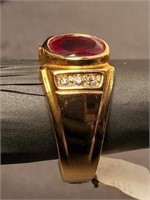 Gold Tone Cubic Zirconia Ring Sz 13