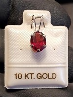 Red Garnet January on 10K White Gold Pendant