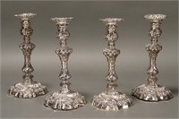 Set of Four George IV Sterling Silver Candlesticks