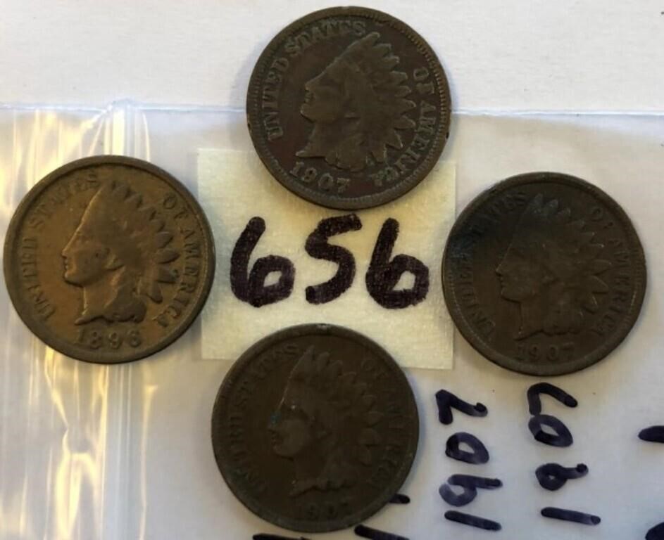 1906,3-1907 4 Indian Head Cents