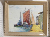 B. DYER SHIPS AT THE DOCK PAINTING