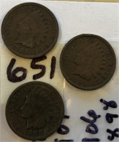 1898,1902,1906,1907 4 Indian Head Cents