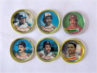6 1980s Baseball Coins Puckett Murray etc