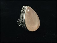 Rose Quartz & sterling silver ring