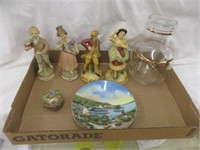 LOT OF VINTAGE FIGURINES, PLATE, CLOISONNE STYLE