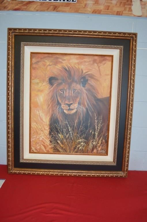 Lion Painting Oil on Canvas Charlene Mitchell