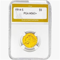 1914-S $5 Gold Half Eagle PGA MS63+