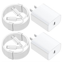 NEW 2PK 10FT Wall UBC C-Lightning Fast Chargers