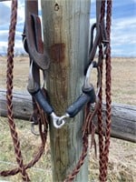 V-BROW WESTERN LEATHER BRIDLE, SNAFFLE, REINS
