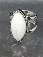 .925 STAMPED WHITE STONE RING SIZE 6