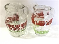 Pair of Very Nice 1950's Red Floral Paint