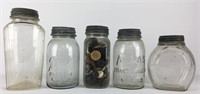 Vintage Jars (5) with Zinc Lids