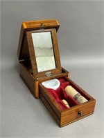 Antique Wooden Inlaid Travel Shaving Kit