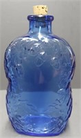 Vintage Libbey Cobalt Blue Bottle Acorns & Oak
