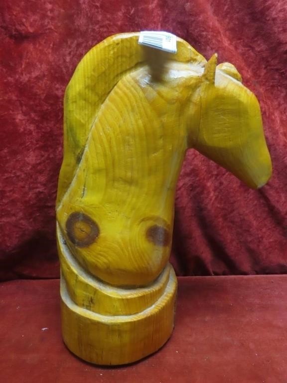 Carved wood horse Knight chess piece figure.