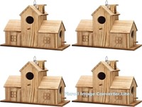 Soaoo 4 Pcs Christmas Wooden Bird House for Outsid