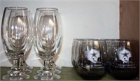 Pair of Glass Sets One Set with Stems, One