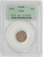 Coin 1878 U.S. Three Cent Nickel PCGS PR66