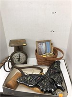 Misc Lot - Scale, Basket, Ice tongs, etc.
