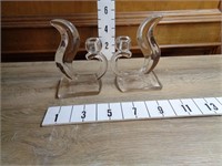 Vintage Clear Glass Swirl Swoop Candle Holders