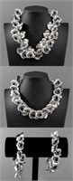 Silver Plate Flower Bead Necklaces & Bracelets, 4
