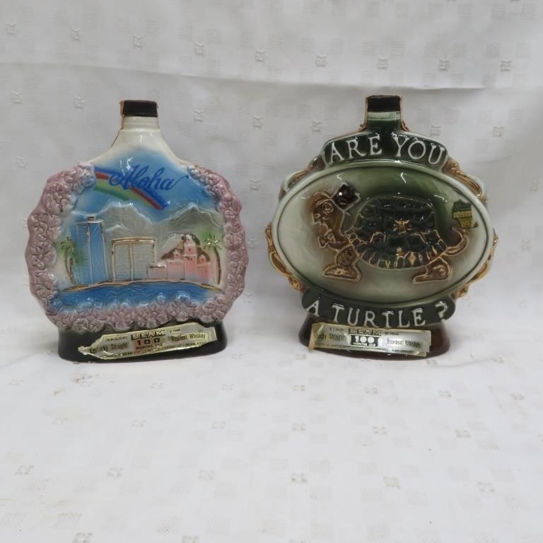 Decanters - Jim Beam -"Are You a Turtle" & "Aloha"