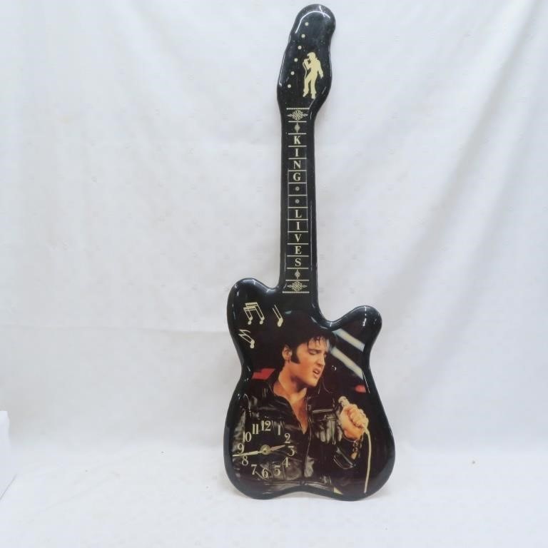 Elvis Presley King Lives Guitar Clock - Hanging